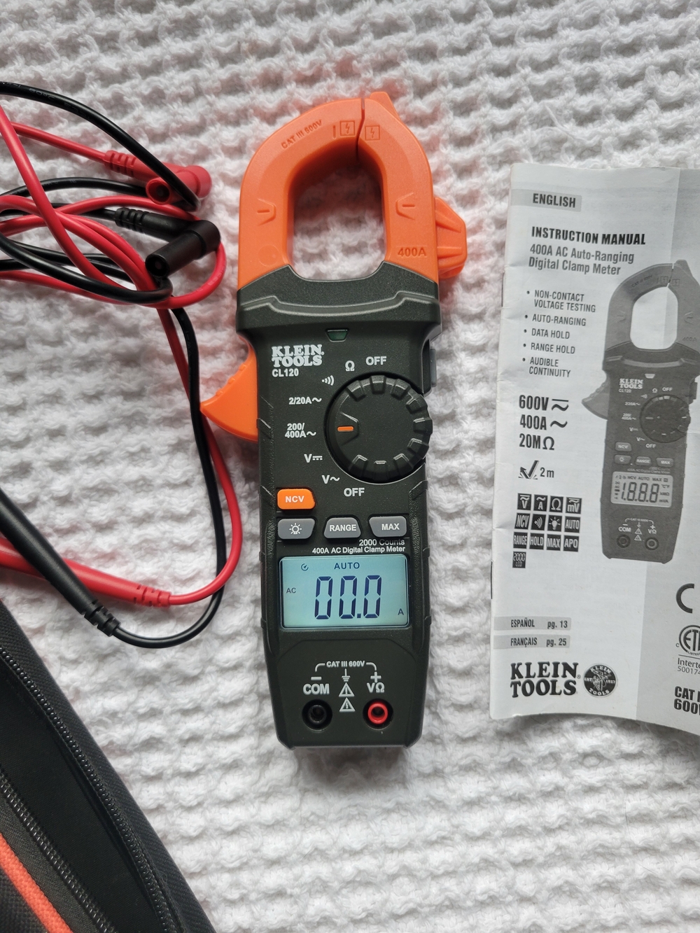 Klein Tools Orange and Black Digital Clamp Meter with Leads and Case - Picture 4 of 12